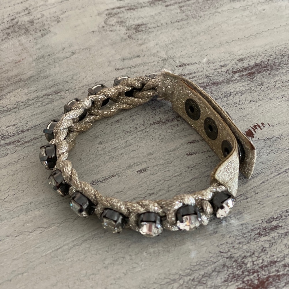 Henri Bendel  Snap Gun Metal Chrystal Bracelet​​​​​​​​​ - Picture 3 of 8